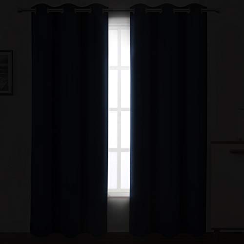 Image of LEMOMO Navy Blue Thermal Blackout Curtains /42 x 95 Inch /Set of 2 Panels Room Darkening Curtains for Bedroom
