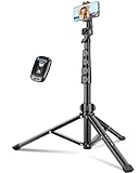 Phone Tripod, 72' Camera Stand Tripod with Remote and Phone Holder, Stable & Adjustable Tall, Suit for iPhone/Digital Camera