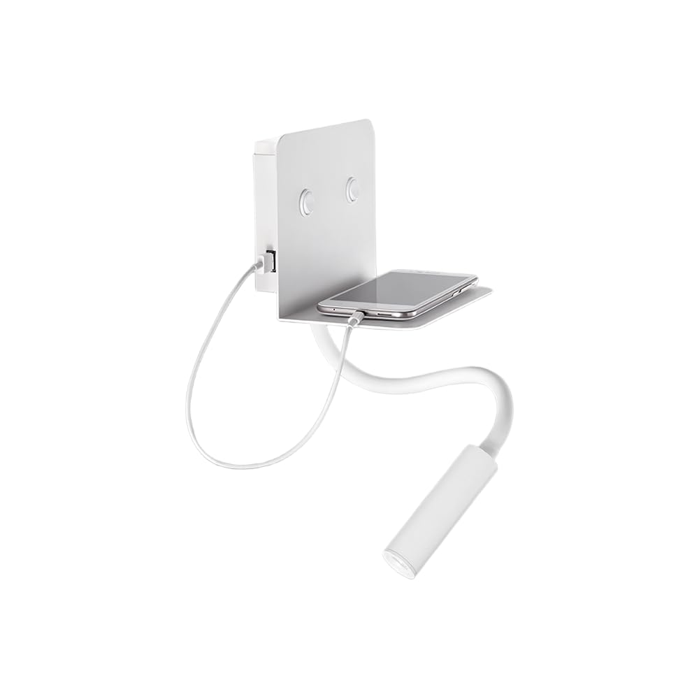 Lampada da parete modello 6636BLC Perenz Realizzato in metallo con diffusore in acrilico satinato Lampada con LED 6W e luce lettura flessibile