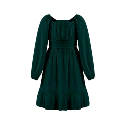 Girls Long Sleeve Dress Tie Back 𝗦mocked Off Shoulder A-Line Swing Dresses Summer Cute Knee Length 𝗦undress