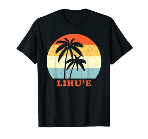 Lihue Kauai, Hawaii Vintage Palm Tree Tramonto Vacanza Maglietta