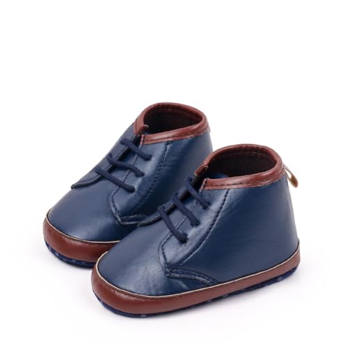 Unisex Baby Boys Oxford Soft Sole High Top Ankle PU Sneakers, Sport Newborn Infant First Walkers Shoes