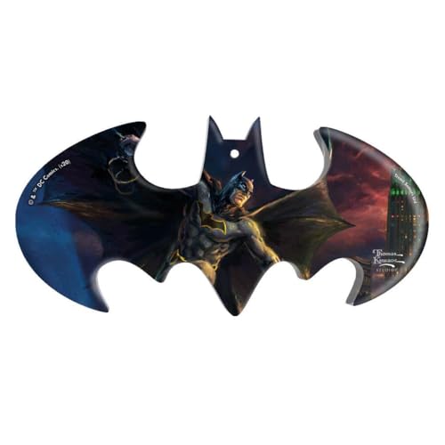 DC Comics Thomas Kinkade Batman Showdown Gotham Pier 4.5 x 2.2 Bat Shaped