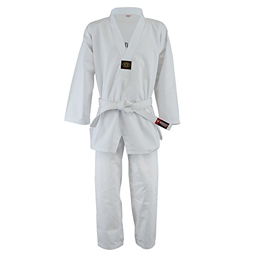 Image of Twister Taekwondo uniform 8oz poly /cotton with embrodary on back (WHITE - V, 7)