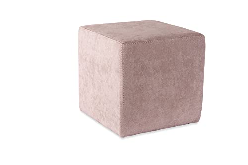 fornera F66 Pouf cube rembourré avec pieds en plastique Ivoire Cover