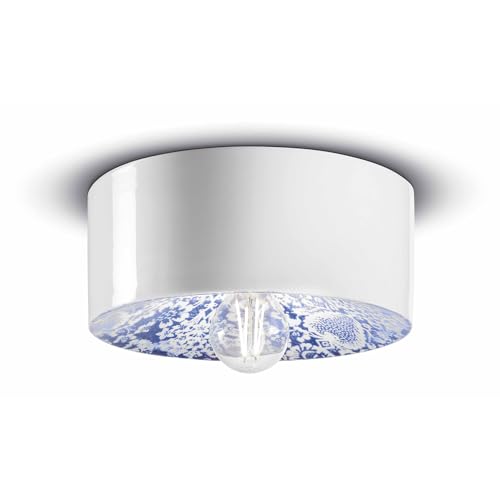 Plafonnier en céramique Ming bleu avec douille E27 pour intérieur raffiné