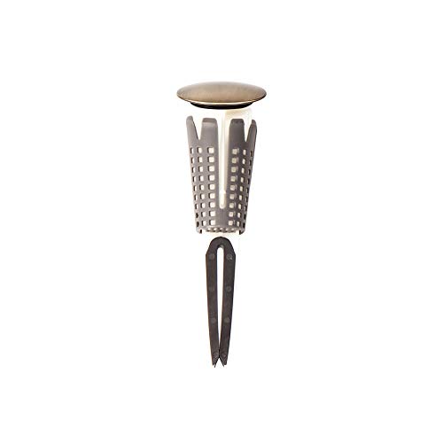 Pf Waterworks Pf0258 Sinkstrain Patented, Universal, Hair Pop-Up Stopper, Prevents Clogs, Easy Install/Remove, 3 Free Catcher Baskets, 5-1/2 In. Tall, Cap Dia. 1.5 In, Antique Brass #TOP8