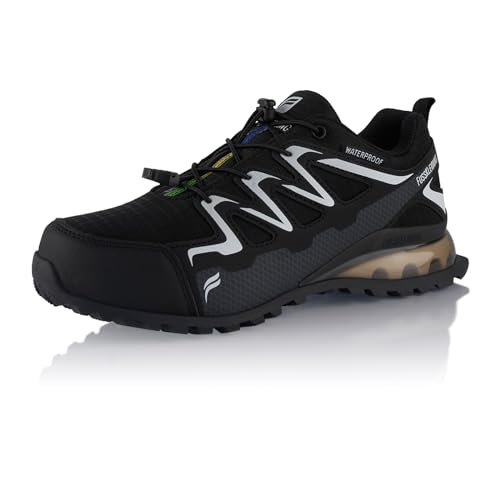 Fusskleidung® Damen Herren Wanderschuhe wasserdichte Trail Running Trekkingschuhe Schwarz Weiß EU 44