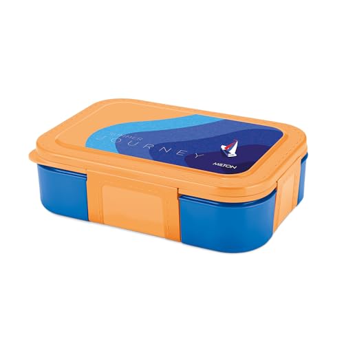 Image of Milton Bravo 2 Inner Stainless Steel Tiffin Box for School, 2 Partition, Steam Release Plug | PU Insulated, Leak-Proof, Food Grade I Lunch Box for Kids Boys, Girls with Snap Lock Lid, 650 ml,Dark Blue