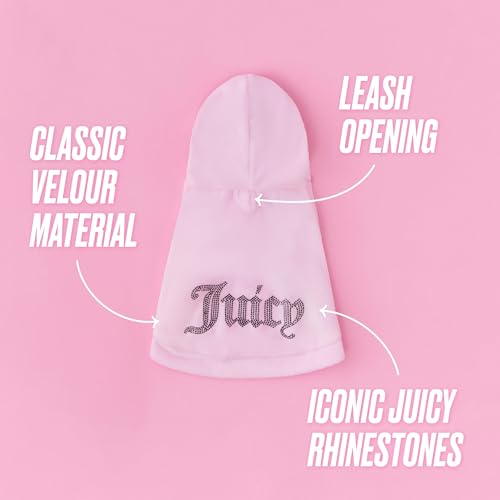 Juicy Couture Bling Velour Pet Hoodie - Pink - M/L (7-12 lbs.) - Pet Hoodies for Small Dogs or Cats - Image 4