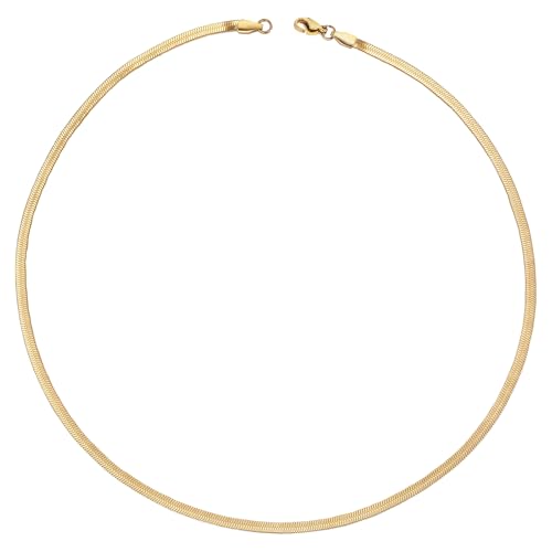 LEGENTLISUR Cadena De Serpiente Clásica Italiana Para Mujer Collar de oro de acero inoxidable Collar De Cadena De Serpiente De Acero Inoxidable Para Hombres Y Mujeres(0.7mm)