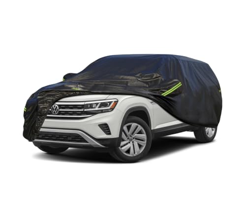 Image of KouKou Waterproof SUV Car Cover Suitable for VW Atlas Cross Sport from 2020 to 2025, 7 Layers Windproof All Weather Waterproof Outdoor Cover Sun Rain UV Dust Snow Protection. Black