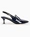 Coutgo Women's Pointed Toe Sandals Slingback Kitten Heel Pumps Slip On Ankle Buckle Dress Shoes, Navy, Size 8