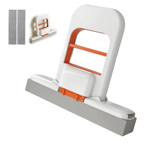 Mini Foldable Mop - Klappbarer Schwammmopp für Nass Trocken Platzsparender, 1 Mop Handles and 2 Sponge Heads