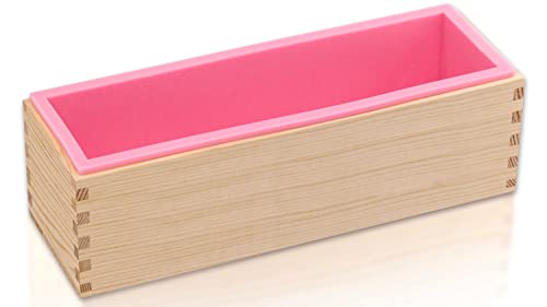 Lerykin Rectangular Soap Mold - 42oz Flexible Silicone Loaf Soap Mold with Wood Box for Making Craft Soap Homemade DIY Tool by Lerykin - Used condition - US$12.22