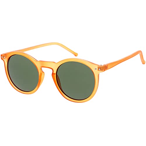 zeroUV Retro Horn Rimmed Keyhole Nose Bridge P3 Round Sunglasses 49mm (Matte Orange/Green) zeroUV Retro Horn Rimmed Keyhole Nose Bridge P3 Round Sunglasses 49mm (Matte Orange/Green)