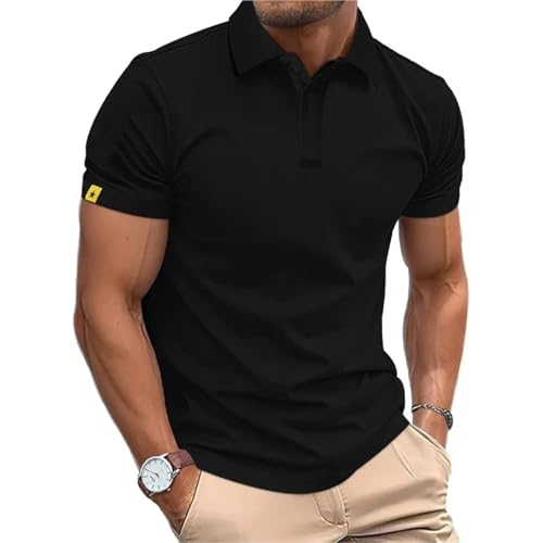 Polo Homme Manche Courte Noir M : vêtement de sport léger