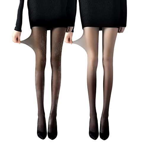 2 Pairs Women's Tights Sheer - Silky Tights 20D Ultra Thin High Waist Tights Control Top Pantyhose Stockings Tights