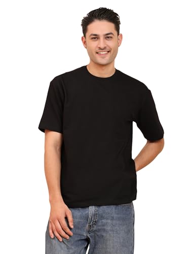Image of Amazon Brand - Anarva Men's Oversized Cotton T-Shirt | Crew Neck | Half Sleeve | Solid Casual Tee