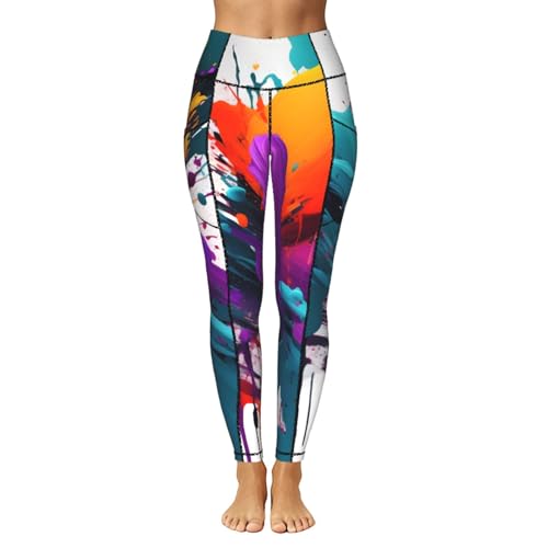 Leggings con estampado de salpicaduras con bolsillos Yyoretp para yoga 2