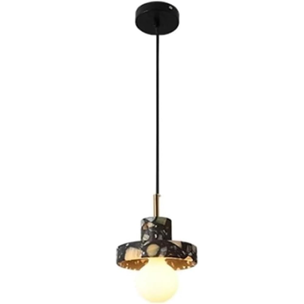 SYAXVOM Nordic Modern Speckled Hanging Lamp Marble Cement Chandelier E27 Adjustable Height Pendant Light Fixtures for Bedroom Living Room