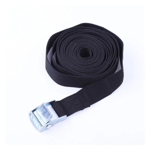Correas de amarre de trinquete resistentes de 2 metros, multicolor con hebilla de leva para coche, motocicleta, campamento (negro)