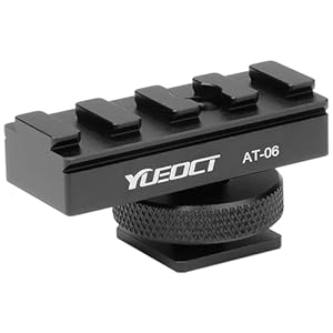 YUEOCT 2in1 Finder Mounting Adapter 11mm 20-21mm Picatinny Dovetail Rail w 1/4" Hole for Finderscope Guide Scope Red Dot Reflex Sight Mount DSLR Camera Hotshoe Coldshoe Hot Cold Shoe (Updated Version)