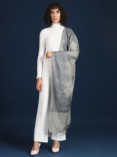 Zamour Indian Embroidery Stole Scarf Wrap, Indo Western Patterns, Perfect for Wedding Parties Full Size 30x80 inches2