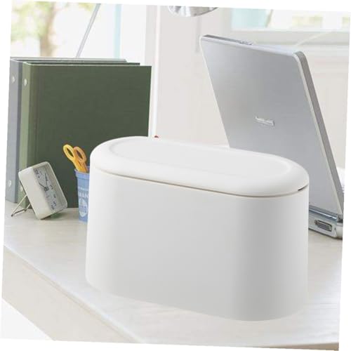 Pequeña caneca de basura rectangular blanca para escritorio miniatura 6