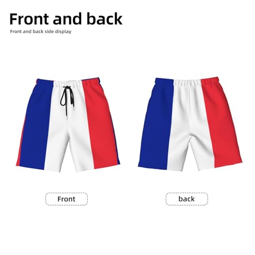 French Flag Youth Beach Pants, Soft and Breathable, with Drawstring Waist, Suitable for Sports and Leisure.2