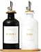 Raddile Essig und &Ouml;lflaschen Set, 2 St&uuml;ck 350ml &Ouml;lflasche, Oliven&ouml;l Flasche mit 22 Aufkleber, Automatisches &Ouml;ffnen und Schlie&szlig;en Glas &Ouml;lspender f&uuml;r Kochen, Salat und Grillen(Schwarz & Wei&szlig;)