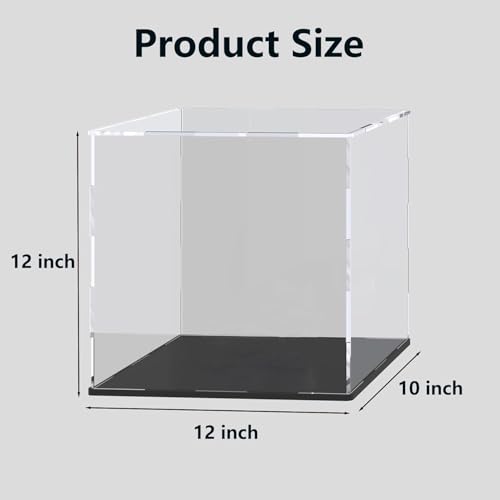 Image of Premium Acrylic Display Case for Miniature Dollhouse & DIY Tiny House Kit - Clear Dustproof Protective Cover Box | Sturdy Transparent Showcase | (12 x 10 x 12 Inch)