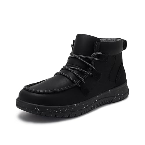 Athlefit Women's Lace Up Ankle Boots Casual Comfortable Lightweight Walking Flat Ankle Booties Black Size 8