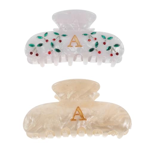 Pinzas de garra acrílicas doradas iniciales accesorios cabello mujer grueso