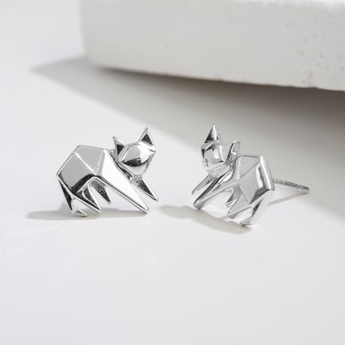 Boma Jewelry Sterling Silver Origami Scardey Cat Stud Earrings3