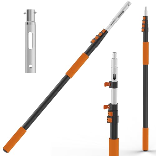 Buyplus Pool Pole - Upgraded 16 Foot Telescopic Extendable Swimming Pool Pole with 4-16FT Aluminium Heavy Duty Extension Pole for Skimmer Nets Rakes Brushes and Vacuum Heads Universal 1.25 Orange
