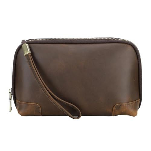 Neceser de viaje para artículos de aseo en cuero vintage marrón unisex