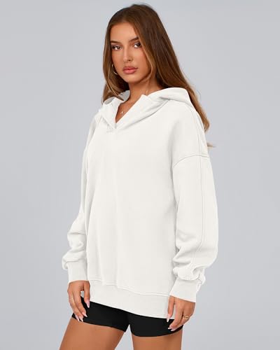 BTFBM Women's Oversized Hoodies Casual Fleece Long Sleeve V Neck Sweatshirts 2025 Trendy Fall Outfits Winter Clothes