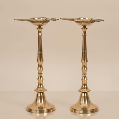 Best Brass Diyas: Brass vs Clay & Puja Essentials 38 HOKOYA Brass Diyas Stand for Pooja 10 Inch (Set of 2) Pital Diya ...