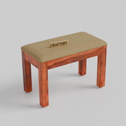 Image of Solid Sheesham Wood 3 Seater Dining Table | Three Seater Dinner Table with 2 Cushions Chairs & 1 Bench | Dinning Table Set 3 Seater for Living Room | Yellow Cushions | Honey Finish