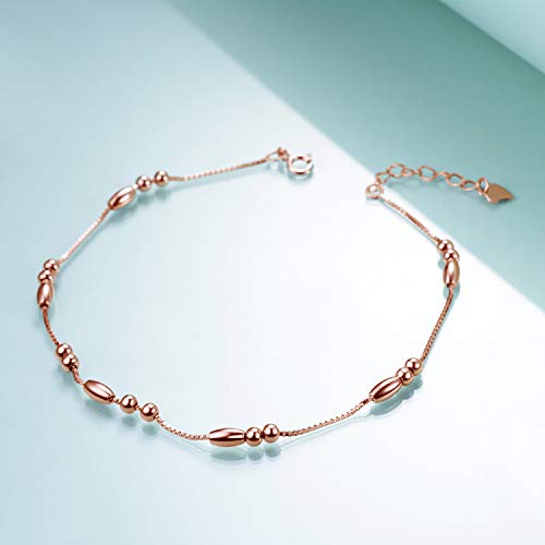 Image of WINNICACA 925 Sterling Silver Anklets for Women Adjustable Beaded Butterfly Opal Anklet Bracelet Foot Chains Jewelry Gifts for Women Beach Birthday Christmas Gift