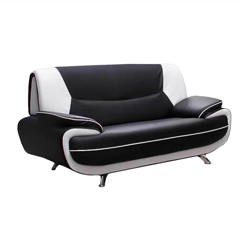 Mobilier-Deco MUZA - Canapé Design 3 Places en Simili Cuir Noir et Blanc