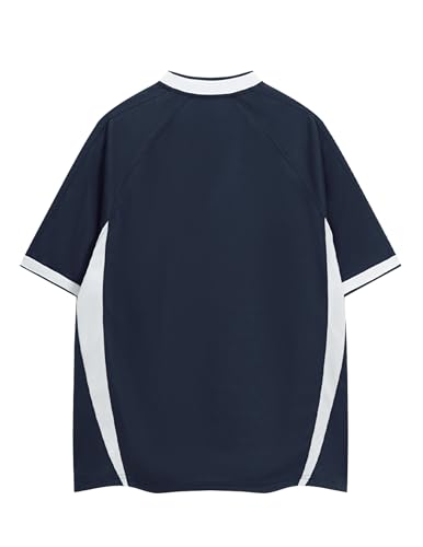 Aelfric Eden Jersey Shirts Women Oversized Mesh V Neck Graphic Tees Y2k Color Block Short Sleeve T Shirt Tops