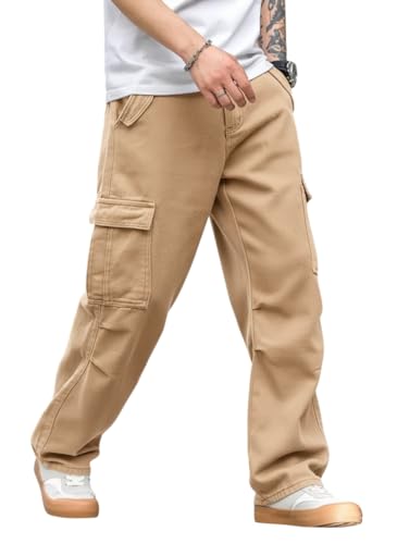 Image of Q - RIOUS Cotton Casual Cargo Pants for Men - Multi-Pocket Style
