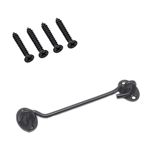 GIVBRO Gancho de tormenta para puerta corrediza, gancho de cabina, bloqueo de ojales con tornillos, accesorios para puertas, garaje, ventana, baño, negro, 20 cm