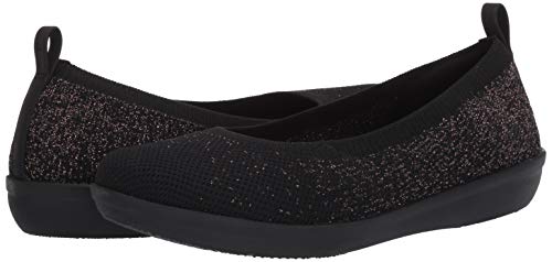 Clarks Womens Ayla Paige Ballet Flat, Black Knit With Rose Gold Flecks, 5.5 Us #TOP6