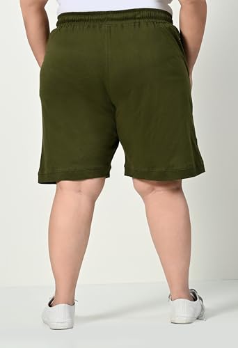 Image of Women's Plus Size Bermunda Shorts | Knee Length Cotton Short | Half Pants for Womens