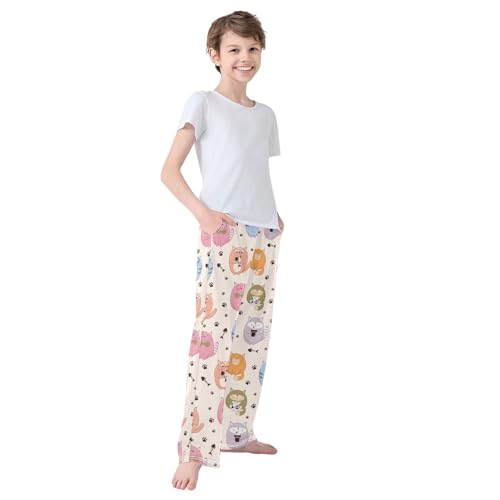 Boys' Pants Cat Paw Fish Long Bottoms Jogger Pants Elastic Waist Trousers with Pockets S-XL4