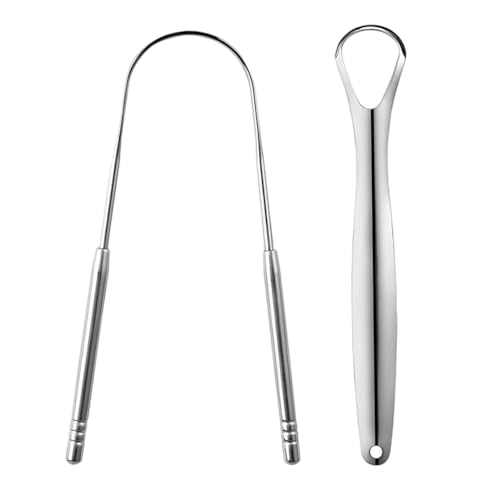 Ram® 2 x Tongue Scrapper Stainless Steel 1 U & 1 Y Shaped Tongue Cleaner Oral Tongue Cleaner