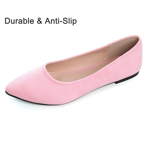 Image of Dear Time Women's Pointed Toe Ballet Flats Simple Casual Office Work Flats Slip-on Comfortable Shoes